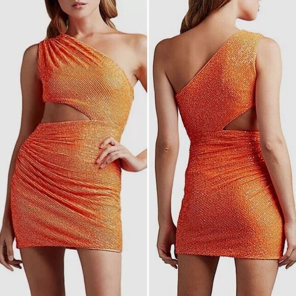 NWT Sho Side-Cutout Sequin Bodycon Dress Sz 2 Party Cocktail Prom Homecoming - Picture 4 of 10